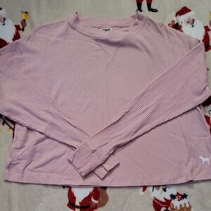 Pink Ribbed Women's Croped Longsleeve